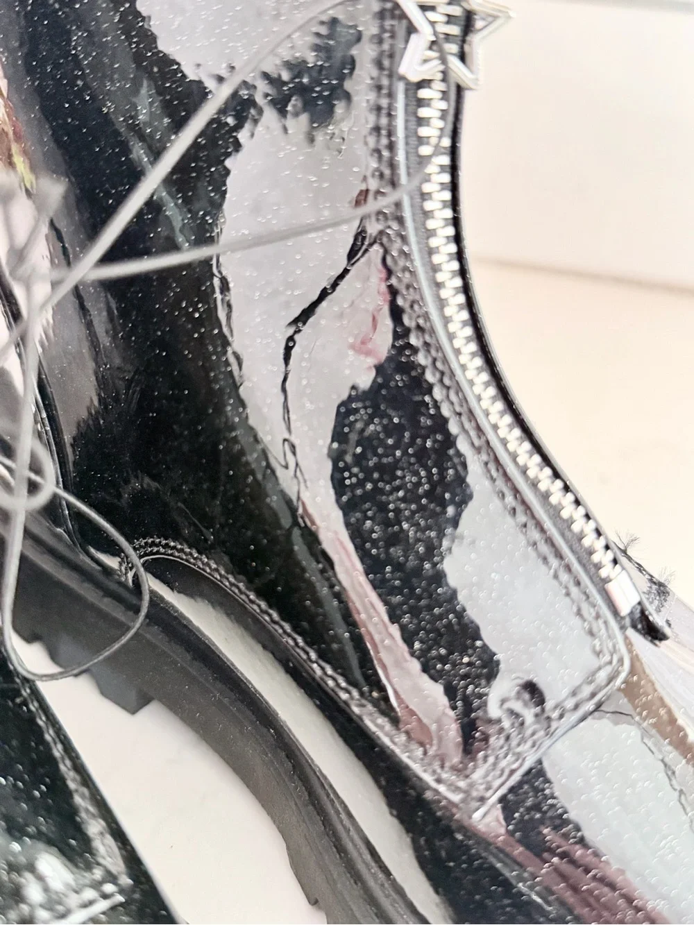 Target art class Kids Black Patent Glitter Ankle Boots with Star Zipper